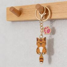 Llaveros con diseño de gato adorable, anillos de llave creativos, suaves y lindos con colgantes con estampado de pata, regalos periféricos para amantes de los gatos, mejores amigos, amigos, compañeros de clase y propietarios de gatos - Talla única - Ver 7