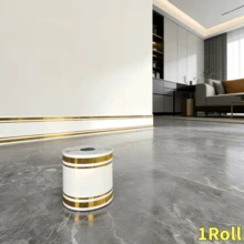 1 Rolle 5m x 10cm selbstklebender Sockelleistenschutzstreifen, dicke Großrollenvariante, ablösbarer Wandaufkleber, PVC Marmor Europäisches Muster Fliesentapete, DIY rückstandslos entfernbar, geeignet für Schlafzimmer - 3,94 x 196,85 Zoll - Übersicht 16