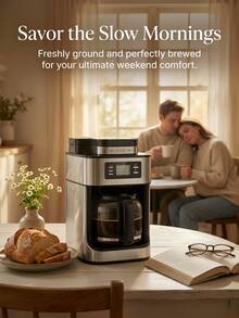 Coffee Bean Automatic Grinding Function,Stainless Steel Body Coffee Basket Detachable With Insulation Function, 1050W 1L 34 Ounces With LCD Display Screen Control Coffee Machine,Coffee Bean Container Capacity 60g,24-Hour Reservation Function - EU E Type Plug(220-240V) - View 11