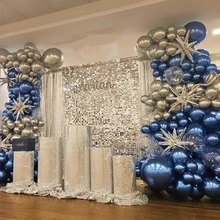 藍色與銀色氣球套裝，15+35個深海軍藍與銀色乳膠氣球含亮片，馬卡龍金屬藍混色氣球，適用生日、畢業、婚禮、退休，含箔片與亮片氣球 - 混合套裝23 - 查看 8