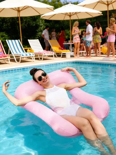 Inflatable Water Lounge Chair, Multi-Color Options, Floating Lounger For Pool, Beach, Comfortable & Durable, Breathable Mesh Design, Perfect For Vacation Photos, Pool Parties, Hotel Water Activities, Beach Relaxation