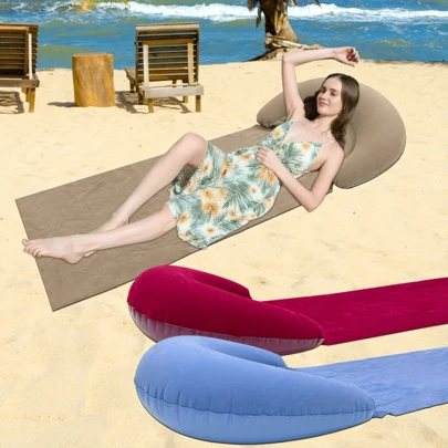 1pc Inflatable Beach Mat, Outdoor Inflatable Sleeping Pad, Hiking & Camping Ground Mat, Leisure Inflatable Air Mattress