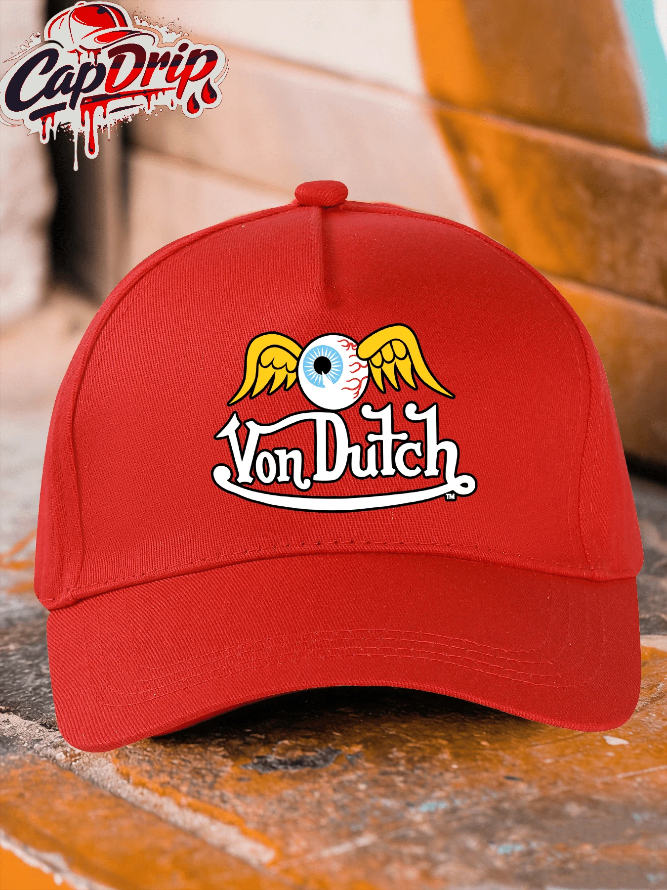 1pc Red Unisex Von-Dutchs Print Baseball Cap, Sun Hat, Curved Brim, Dad Cap. Suitable For Daily Use And Outdoor Activities. Outdoor Adjustable Sun Cap. Spring-Summer Travel, Tourism, Beach Vacation Hat. - Đỏ - Xem 1