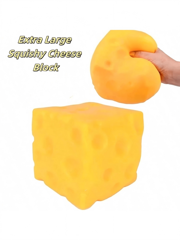 Squeeze Cheese - Extra Large Soft Squeezable Cheese Block | Gurgle Gurgle Gift, Fun Adult Cheese | Giant Stress Relief Ball | Adult Sensory Stress Relief Cheese - Sunshine Entertainment