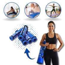 Tapete de yoga EVA 1m x 50cm x 5mm Estampado para Yoga, Pilates, Fitness, Alongamento e Academia - Azul - Visão 4