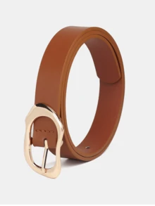 1pc Solid Color Casual PU (Polyurethane) Decorative Belt For Women, Asymmetrical Buckle Suitable For Daily Wear - A - View 8
