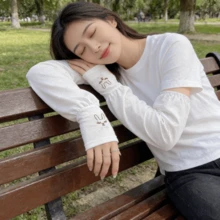 1 đôi ống tay chống nắng thêu hình thỏ, chất liệu lụa băng thoáng khí, thích hợp cho lái xe, đạp xe, leo núi, câu cá, mặc thường ngày, kiểu dáng rộng rãi và thoáng khí, chống tia UV. - Nhiều màu - Xem 3