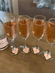 Nhãn dán ly cocktail hình trái tim bằng acrylic có thể tùy chỉnh, thẻ ly cá nhân hóa phù hợp cho lễ đính hôn, đám cưới, sinh nhật, kỷ niệm, không cần điện, có sẵn màu vàng, xám bạc, vàng hồng. - Nhiều màu - Xem 5