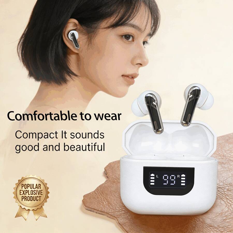 Nuevos auriculares inalámbricos verdaderos de 180mAh, auriculares deportivos de pareja mini TWS 9D HIFI estéreo de alta definición con llamadas Dolby estéreo y auriculares de cuero, adecuados para teléfonos de música Android
