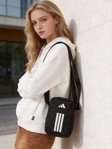 Adidas 2026新款男女通用斜挎包，POWER ORGANIZER极简休闲舒适日常单肩包 JZ7085 - 黑色/白色 - 查看 1