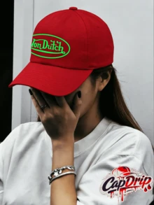 1pc Red Unisex Von-Dutchs Print Baseball Cap, Sun Hat, Curved Brim, Dad Cap. Suitable For Daily Use And Outdoor Activities. Outdoor Adjustable Sun Cap. Spring-Summer Travel, Tourism, Beach Vacation Hat. - 紅色 - 查看 2