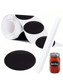 120 pièces Étiquettes autocollantes noires réutilisables et imperméables à motif vague, convenant pour les contenants, bocaux, assaisonnements, stockage alimentaire en cuisine. Livré avec 1 marqueur blanc à craie - Noir - Voir 9