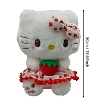 1 pieza Muñeca de peluche, Gato KT de fresa, Muñeco de peluche grande, Muñeca de confort para niños, Almohada para dormir, Decoración de coche/habitación, Regalo para fiestas - Rojo - Ver 10