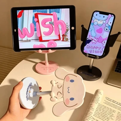 SANRIO 1pc My Melody Kuromi Adjustable Phone Stand, Height Adjustable Desktop Phone Holder, Cute Cartoon Portable Phone Cradle Compatible With Iphone Android Smartphones