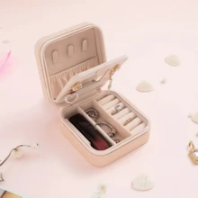 1 pezzo Scatola portagioielli da viaggio in pelle PU con specchio, custodia per anelli, orecchini e collane, protettiva contro polvere, acqua e ossidazione, adatta come regalo per feste, compleanni, San Valentino per la fidanzata, viaggi al mare, uso in ufficio - Multicolore - Visualizzare 12