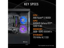 Thermaltake LCGS View 9660T-170 Gaming Desktop (AMD Ryzen 5 9600X, ToughRam 16GB DDR5 6000MT/S RGB Memory, NVIDIA GeForce RTX 5060 Ti 8G, 1TB NVMe M.2, Wifi, Windows 11) V17B-B850-56T-LCS - US B Type Plug(110-127V) - View 2