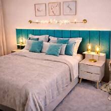 Dubai Modular Headboard Kit For Rectangular Upholstered Box Bed With 20x45 Cm Plate - Celeste - Ver 1