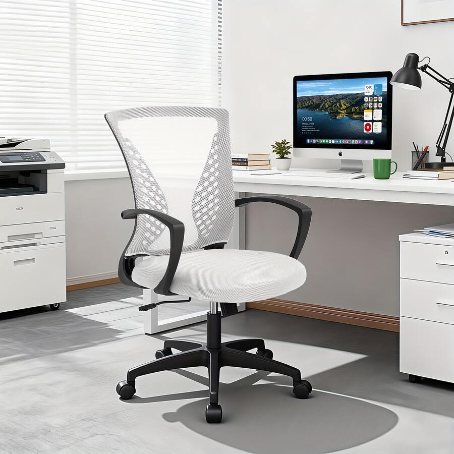 DOPINMIN Office Chair Mesh Chair With Ergonomic Lumbar Support And Armrest Adjustable Computer Chair Study Desk Chair Swivel Rolling Task Chair Modern Executive Chair - Xám - Xem 1