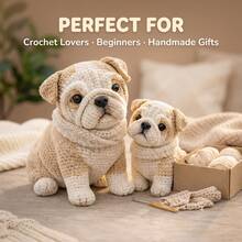 2Pcs Animal Crochet Kit, Beginner Crochet Kit For Adults With Step-By-Step Text Tutorials, Two Bulldogs DIY Knitting Kit, Cute Funny Spring And Summer Home Decorative Ornaments, Birthday Valentine's Day And Easter Day Gifts - Two Bulldogs - View 6
