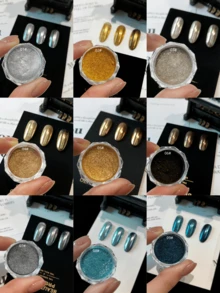 18 Colors Super Bright Mirror Nail Powder, High Gloss Metallic Nail Art Pigment, Easy For DIY Home And Professional Nail Salon Use - Multicolor - View 1