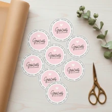 100 Stickers Labels 4cm Thank You For Your Purchase Circles - A - View 3