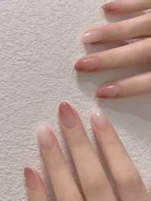 固化凝胶美甲贴，透明底胶，20片装，需使用UV灯固化，沙龙品质，持久耐用，ES20跨境批发代发货红皮书同款美甲贴纸，指尖美甲贴纸 - 杏色 - 查看 5
