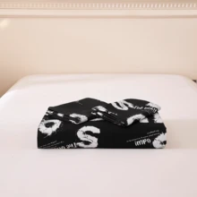 3pcs Bedding Set, Fashionable & Cooling Black Stylish Letter Duvet Cover Set, 100% Polyester 90gsm Soft Breathable Fabric, Black & White Letter Duvet Cover + 2 Pillow Shams, Suitable For Bedroom, Guest Room And Dorm, Ideal Holiday Gift - Black and White - View 11