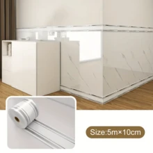 1 Rolle 5m x 10cm selbstklebender Sockelleistenschutzstreifen, dicke Großrollenvariante, ablösbarer Wandaufkleber, PVC Marmor Europäisches Muster Fliesentapete, DIY rückstandslos entfernbar, geeignet für Schlafzimmer - 3,94 x 196,85 Zoll - Übersicht 6