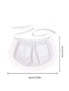 女士围裙，带口袋，复古蕾丝裙式女仆围裙，适合烹饪、厨房、服务员等场合，甜美设计 - 彩色 - 查看 6