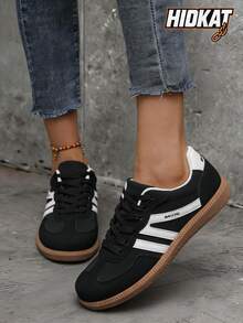 Hidkat Women's Summer Flat Sport Shoes, Spring Autumn New Lightweight Casual Soft Bottom Non-Slip Splicing Color Outdoor Sneakers - Black New - View 6