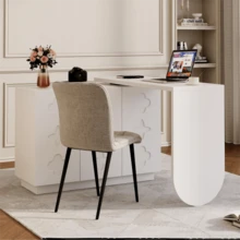Bureau d'angle pivotant en L, bureau d'ordinateur, bureau de bureau, coiffeuse, blanc 110 cm - Blanc - Voir 7