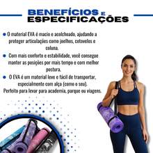Tapete de yoga EVA 1m x 50cm x 5mm Estampado para Yoga, Pilates, Fitness, Alongamento e Academia - Azul - Visão 3
