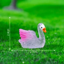 Glow-In-The-Dark Colorful Swan, Swan Car Decor, Micro Landscape Resin Small Figurine, Glow-In-The-Dark Swan Doll, Garden DIY Decoration Accessory Car & Desktop Ornament - Pink - View 6