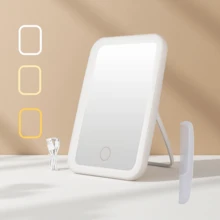 LED Lighted Makeup Mirror, 3 Lighting Modes, Touch Control, Foldable Portable Makeup Mirror, Rechargeable, Portable LED Makeup Mirror, Christmas Gift For Women - Multicolor - View 9