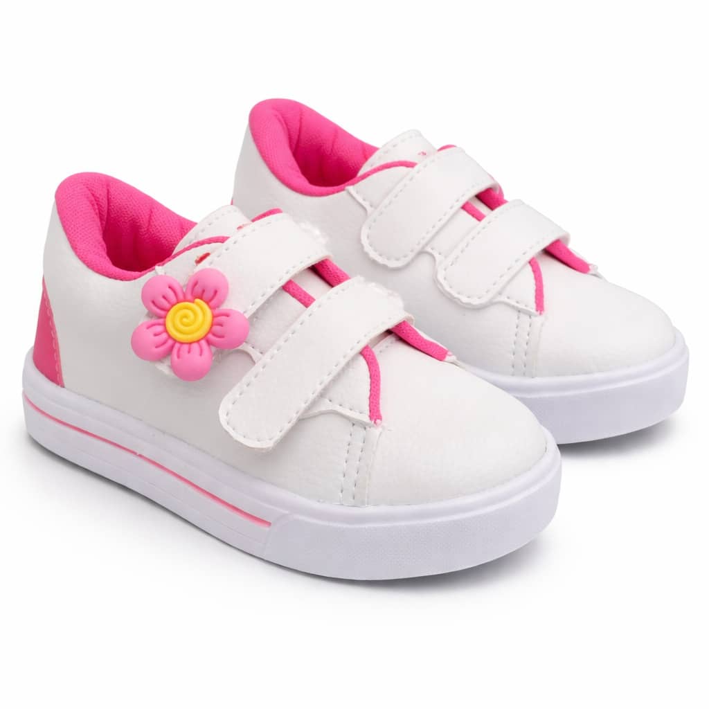 Girls' Sneakers, Children's Footwear, Back-To-School Fashion, Floral Print. - Pink - View 1