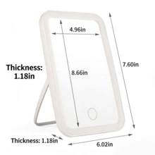 LED Lighted Makeup Mirror, 3 Lighting Modes, Touch Control, Foldable Portable Makeup Mirror, Rechargeable, Portable LED Makeup Mirror, Christmas Gift For Women - Multicolor - View 7