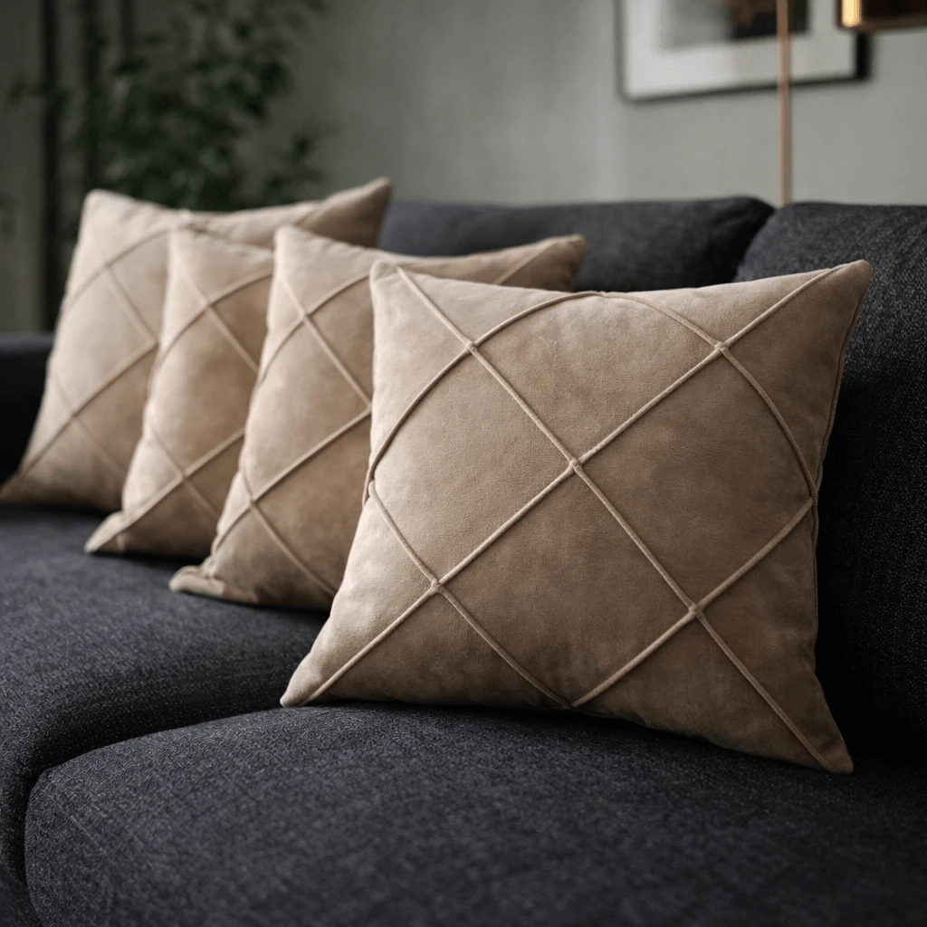 Set Of 4 Cushion Covers 40x40 Cm Premium Suede Decorative Luxury For Sofa, Living Room, Bedroom With Zipper - 4 Màu be - Xem 1