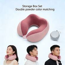 Ergonomic U-Shaped Neck Pillow With Storage Bag, Slow Rebound Head Support, Machine Washable, Lightweight And Portable, Suitable For Travel, Office, And Airplane Use, Stylish And Durable, Convenient Design, Soft And Comfortable For Sleeping, Mixed Colors, Compact And Lightweight, Easy To Store, Suitable For Home And Travel Use, Airplane Travel Pillow, Airplane Travel Pillow, Car Travel Pillow, Office Comfort, Sleep Aid, Stylish Design, High-Quality Foam, Breathable. - 深灰色 - 查看 8