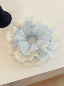 Women's Early Lace Ruffle Colorful Polka Dot Hair Scrunchies, Sweet Elastic Hair Ties, Dopamine Girl Style, Suitable For Ponytail Accessories - Multicolor - View 11