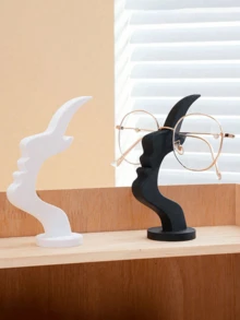 1pc Unique Curved Eyeglasses Stand - Practical Minimalist Black Design, Plastic Material, Suitable For Living Room,Office, Or As A Gift For Family And Friends, Enhances Desk Or Nightstand Decor, , Minimalist Design, Halloween.Back-To-School Season - Multicolor - View 3