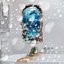 1-2片3D瀑布森林墙贴，防水PVC材质，易于粘贴和移除，适用于家居、浴室、卧室、客厅装饰，为您的浴室增添自然沉浸式氛围。 - A - 查看 9