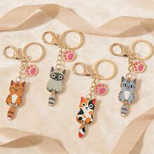 Llaveros con diseño de gato adorable, anillos de llave creativos, suaves y lindos con colgantes con estampado de pata, regalos periféricos para amantes de los gatos, mejores amigos, amigos, compañeros de clase y propietarios de gatos - Talla única - Ver 2
