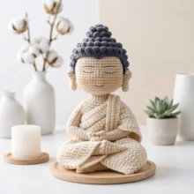 一套适合初学者的钩针编织套装，成人入门级钩针编织套装，附带分步文字教程，佛像主题DIY手工艺品，生日、情人节和复活节礼物，可爱有趣的农舍风格家居装饰品 - 佛陀 - 查看 5