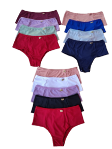 KIT 05 CALCINHAS CALÇOLA CINTURA ALTA REDUTORA LATERAL LARGA LINGERIE CONFORTO - Multicolorido - Visão 3