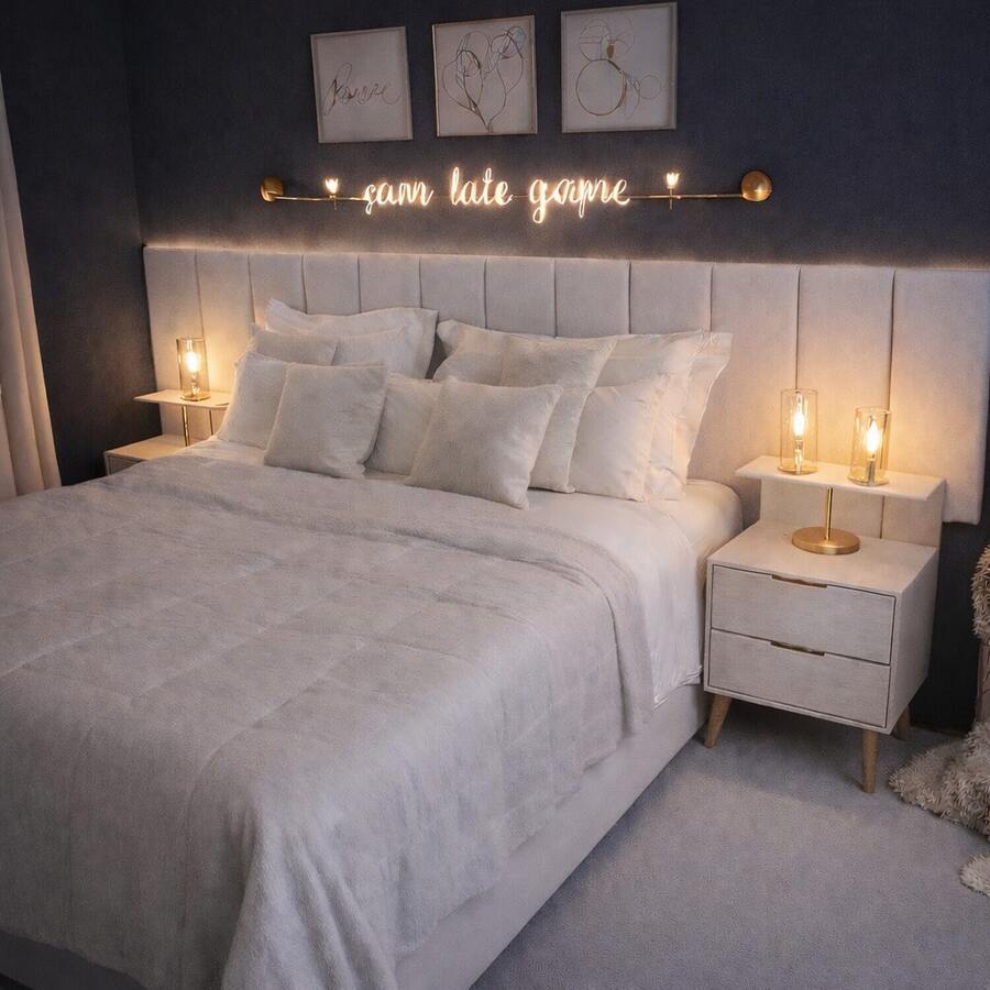Dubai Modular Headboard Kit For Rectangular Upholstered Box Bed With 20x45 Cm Plate - Blanco - Ver 1