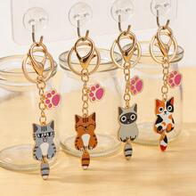 Llaveros con diseño de gato adorable, anillos de llave creativos, suaves y lindos con colgantes con estampado de pata, regalos periféricos para amantes de los gatos, mejores amigos, amigos, compañeros de clase y propietarios de gatos - Talla única - Ver 4