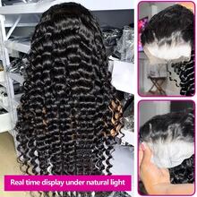 Tóc giả ren phía trước HD 13x6, dài 40-42 inch, kiểu sóng lơi, làm từ tóc người Brazil, tóc xoăn sóng sâu, dành cho nữ. - thiên nhiên - Xem 10