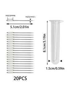 20pcs Embroidery Needles Set With Transparent Sealed Storage Bottle, 5.1cm Large Eye Stainless Steel Tip Needles, Easy Threading, Anti-Rust , Suitable For Cross Stitch, Ribbon Embroidery, Sewing, DIY Crafts - Hand Sewing Needle - View 8