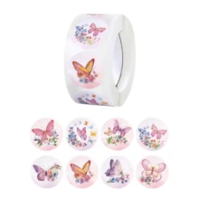 500Pcs 1 Inch Flower Butterfly Stickers Roll, Waterproof Vinyl Floral Plant Decals, Natural Style Sticker Pack For Scrapbooking, Water Bottle, Phone, Laptop – Kids Party Decorations & Birthday Favors - CX-215 (500pcs) - View 12