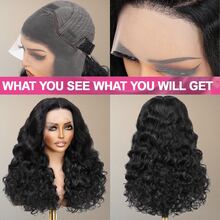 Tóc giả ren phía trước HD 13x6, dài 40-42 inch, kiểu sóng lơi, làm từ tóc người Brazil, tóc xoăn sóng sâu, dành cho nữ. - thiên nhiên - Xem 4